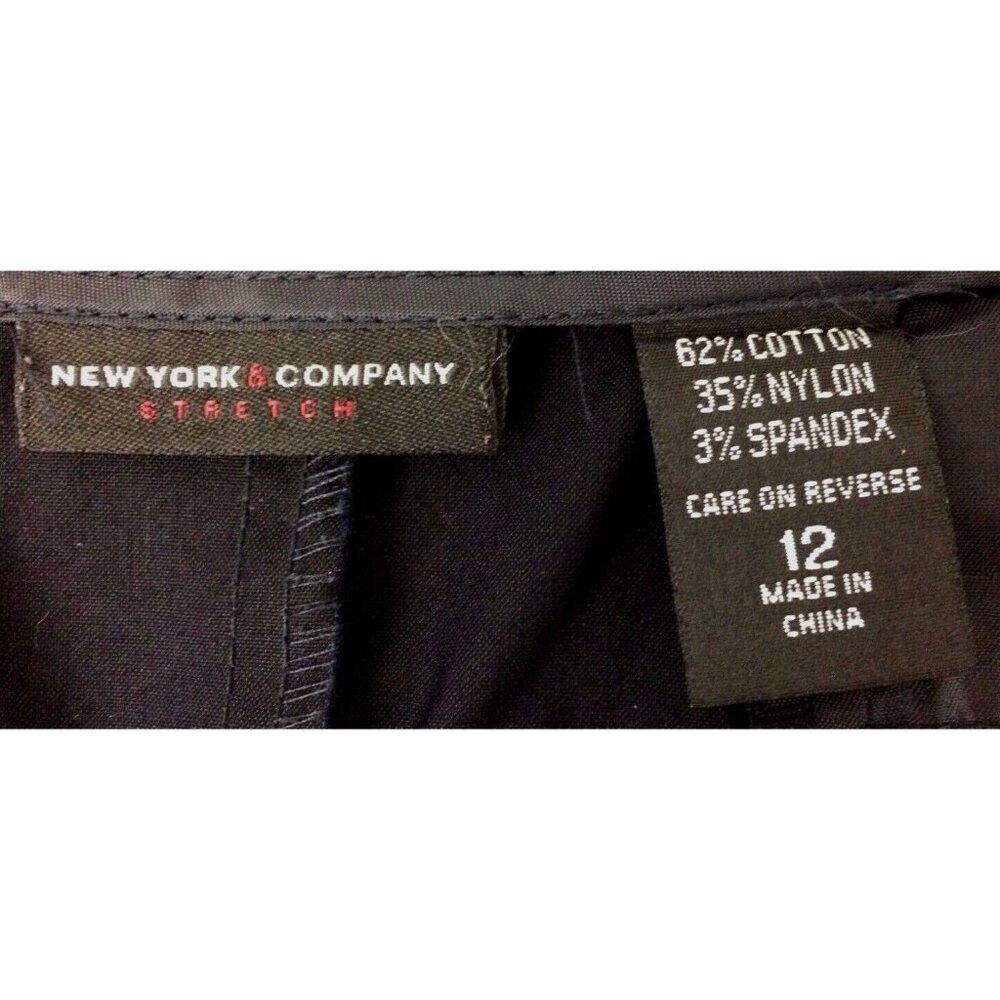 New York & Company Womens Skirt Navy Sz 12 Back Split Waist Buckles Office Core - Picture 7 of 7